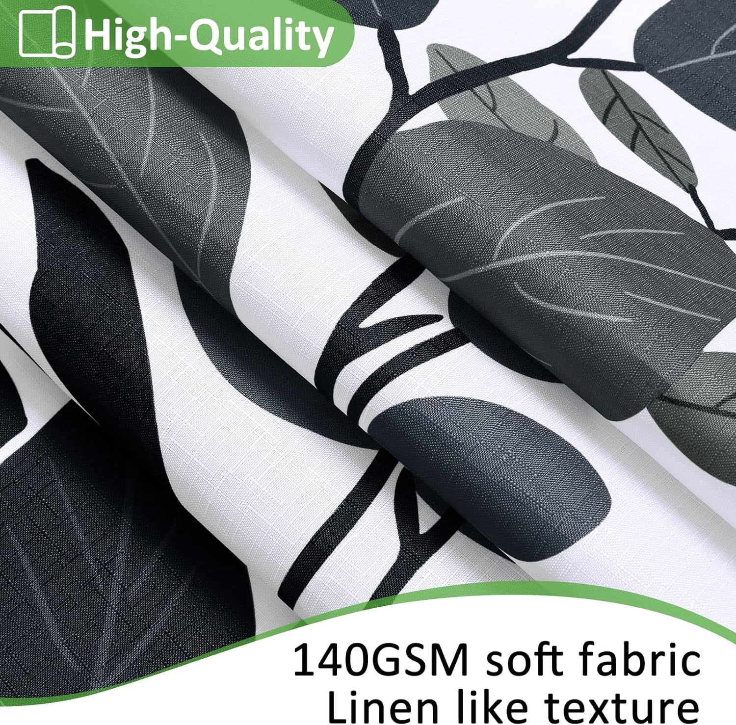 Black Floral Shower Curtain for Bathroom Black and White Eucalyptus Shower Curtain Watercolor Grey Leaves Shower Curtain Nature Botanical Bathroom Set Mens Flower Spring Plant Bath Decor 72x72