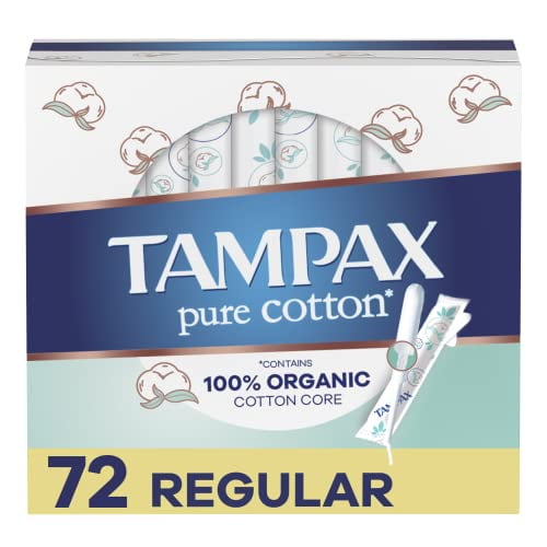 Tampax Pure Cotton Tampons, Contains 100 Organic Cotton Core, Regular