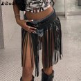 thumbnail image 4 of Cinturones góticos punk para mujer, borlas largas, remaches de moda, cinturón negro ancho, hebilla redonda, cuero sintético, accesorios decorativos para la cintura., 4 of 6