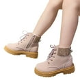 thumbnail image 3 of PEASKJP Toddler Girls Boots Round Toe Pull on Riding Shoes for Little Kid/Big Kid, Red 27, 3 of 5