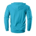 thumbnail image 6 of QHRMKOG Mens Sweatshirt Full-Zip Long Sleeve Big and Tall Hooded Fall Lightweight running Cotton Drawstring Oversize Sweater Strong with Pocket Jackets Sky Blue XL-Large, 6 of 8