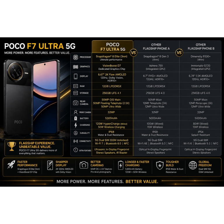 Xiaomi Poco F7 Ultra 5G 256GB ROM 12GB RAM Dual sim GSM Unlocked