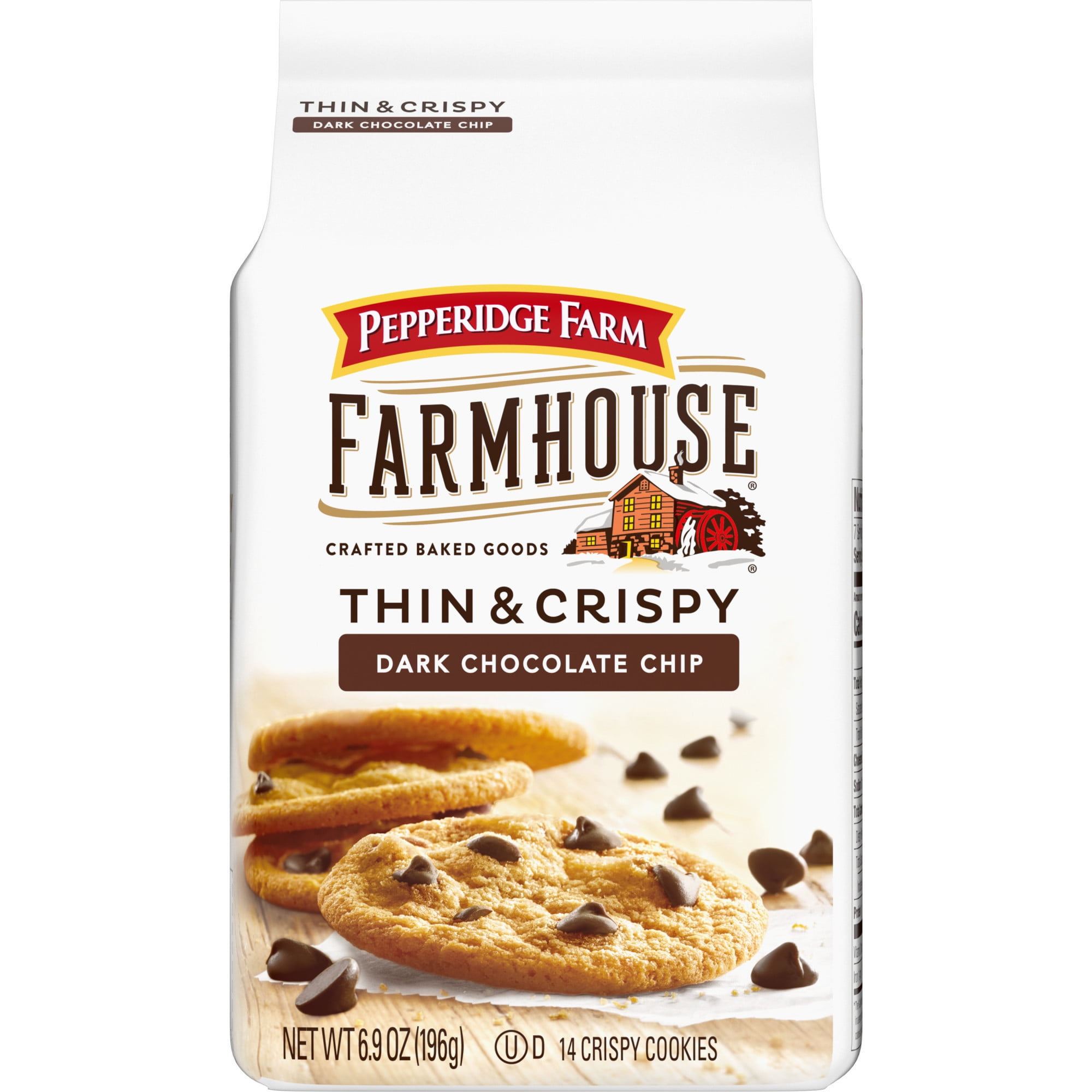 Pepperidge Farm Farmhouse Thin & Crispy Dark Chocolate Chip Cookies, 6.9 oz. Bag