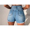 thumbnail image 2 of Shorts en Jean Vintage Taille Haute Ourlet Roulé pour Femmes, 2 of 3