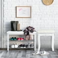 thumbnail image 4 of Costway White Retro Wave Design Makeup Dressing Stool Pad Cushioned Chair Piano Seat, 4 of 10