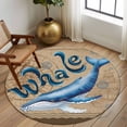 thumbnail image 2 of Round Rug 5Ft Washable Non-Slip, Vintage Whale Circle Area Rugs for Living Room Bedroom, Brown Nautical Anchor Bubbles Coastal Indoor Floor Mats Carpet Runner for Home Decor Aesthetic, 2 of 8