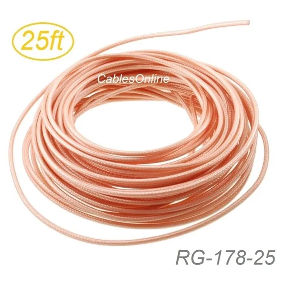 25Ft Rg178 Bulk 50 Ohm High Temperature Coax Cable, Rg-178-25