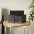 thumbnail image 2 of DecMode Handmade Storage Dark Brown Leather Decorative Box with Leather Loop Closure and Detailed Stitching, 2 Count, 2 of 8