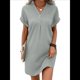 thumbnail image 1 of Camisa de Verano para Mujer, de Algodón y , con Cuello en V, Informal, de Corta, Holgada, Color Gris , Talla XXL, 1 of 5