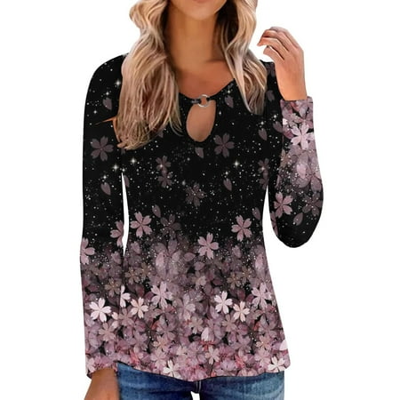 

Bospose Women O-Neck Shirt Long Sleeve Crop Top Corset Top Pink Top Womens Casual Flowers Print Hollow Out T Shirts Blouses Women Fall Tops Women S Floral Cutout T Shirts Shirts Autumn Tops Xxl