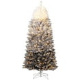 thumbnail image 1 of 6 ft Christmas Tree,Snow Flocked Pencil Christmas Tree, Slim Artificial Christmas Tree with Sturdy Metal Stand,Space-Saving Design for Home and Office Decor,Black Gradient, 1 of 9