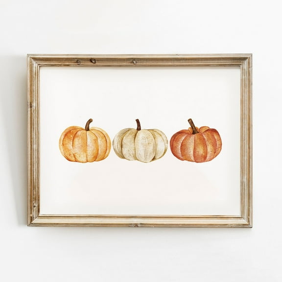 Zuno Hand-Drawn Pumpkin Print Fall Decor, Pumpkin Printable Wall Art, Pumpkin Watercolour , Fall Wall Art, Country Rustic Fall Print- Wall Art Print, 8x12 UNFRAMED