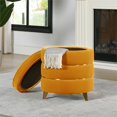 thumbnail image 3 of Jennifer Taylor Maison Midis Rond Accent Stockage Pouf Riche Jaune, 3 of 16
