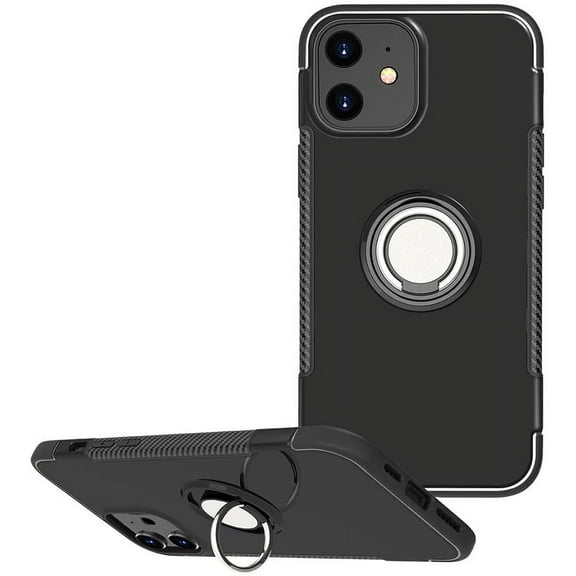 GoldCherry for iPhone 12 Mini 5.4 Inch Case, Anti-Scratch Shockproof Case 360 Degree Rotation Finger Ring Holder Kickstand [Work with Magnetic Car Mount] for iPhone 12 Mini 5.4 Inch(Black)