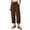*Coffee, variant on VBVC Women's Cotton Linen Drawstring Cropped Pants , Wide Leg Capri Pants For Women , Ladies' Lightweight Elastic Waist Trousers with Pockets,Army Green,S-2XL
