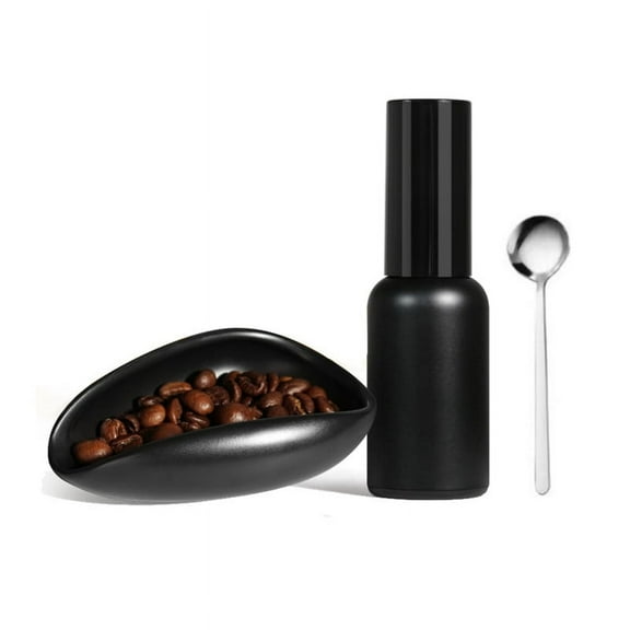 Coffee Bean Dosing Cup and Sprays Bottle Set Ceramic Container for Vessel Espressoy with 30ml Sprayer Black