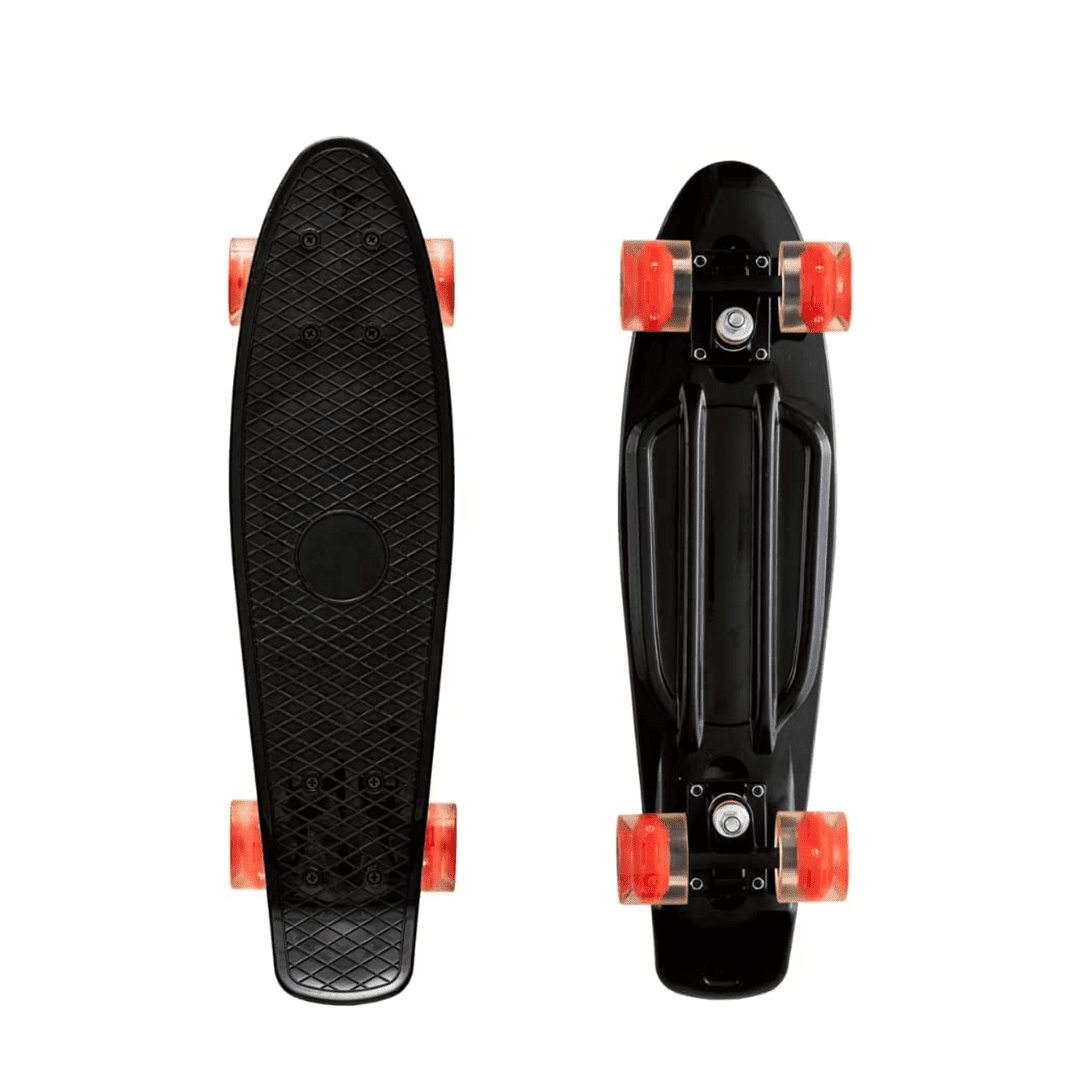 Rofft Mini Cruiser Penny Skateboard with 2" LED Wheels Black