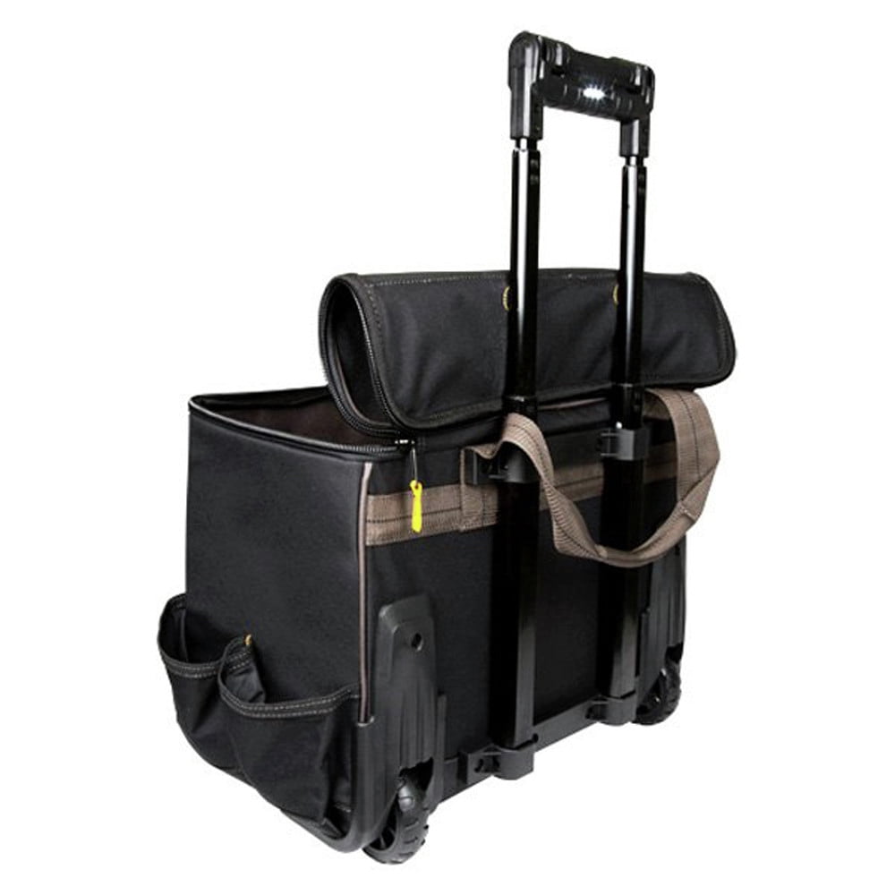 Custom Leathercraft CLC L258 TechGear Roller Tool Bag with Lighted Handle, 17 Inch
