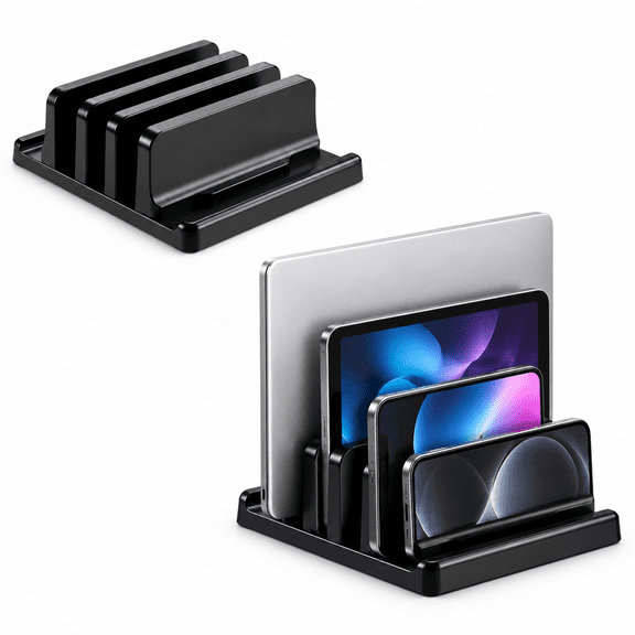 ChenHW 3-Slot Vertical Laptop Stand – Space-Saving Holder for Desk, Tablets & Notebooks