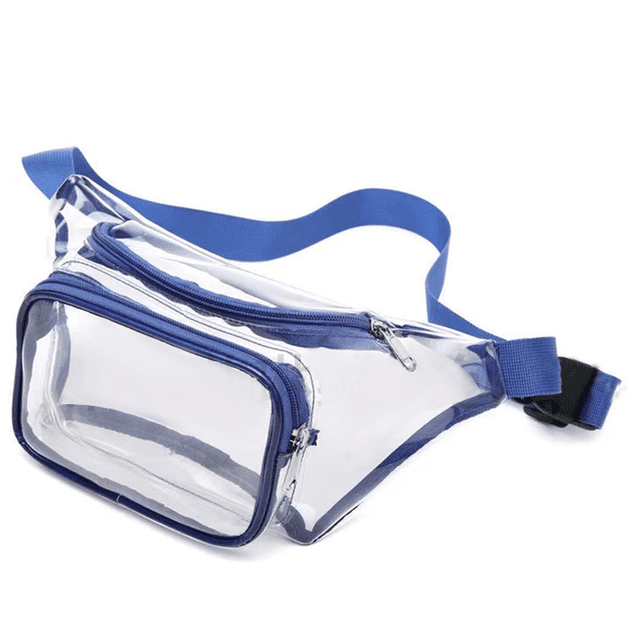 Riñonera transparente, cinturón impermeable, con tirantes ajustables para eventos, juegos y conciertos,Azul