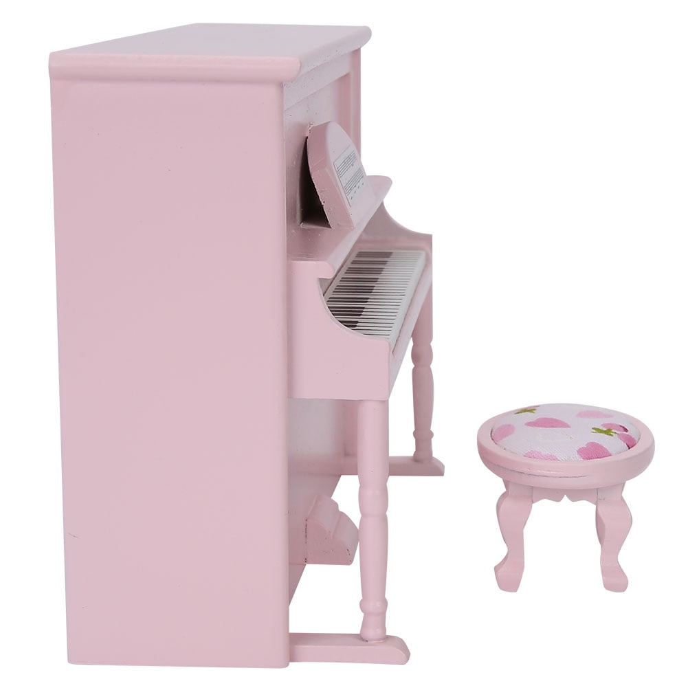 Mini Piano Vertical De Madera Para Casa De Muñecas – Escala 1:12 Con Taburete, Decoración Y Juguete Educativo