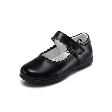 

Avamo Girls Faux Leather Shoe Magic Tape Flats Princess Dress Shoes Kids Loafers Girl s Non-slip Comfort Mary Jane Black 9C