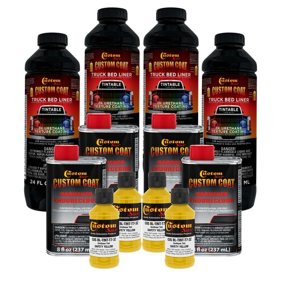 Custom Coat Safety Yellow 1 Gallon Urethane Spray-On Truck Bed Liner Kit -Easy Mixing , Prevent Stop Rust