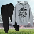 thumbnail image 2 of Boys Outfit Sets Hooded Football Letter Printed Hoodie Pants Casual Suit Fashion Trend American Football Fans Sports Gift Fall Clothes Sets 7-8 Years, 2 of 3