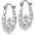 thumbnail image 2 of 14k White Gold Claddagh Hoop Earrings - 10mm, 2 of 6