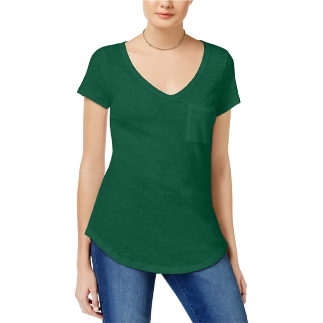 maison Jules - Camiseta básica con bolsillo para mujer, verde, talla XXL