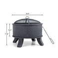 thumbnail image 5 of MF Studio 26" Metal Iron Round Fire Pit Deep Bowl Wood Fireplace with Mesh Screen and Poker Suitable for Outdoor Camping, 5 of 5