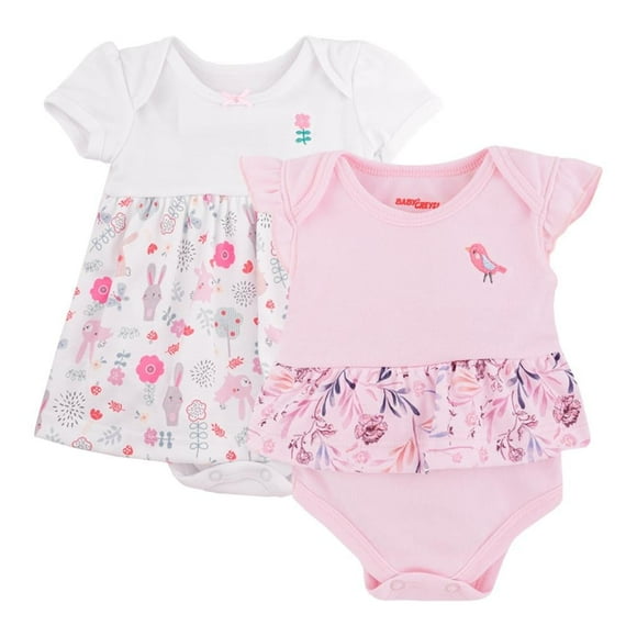 Pañalero Baby Creysi One For You Ropa de Bebé, Tipo Vestido Manga Corta Paquete de 2 Piezas