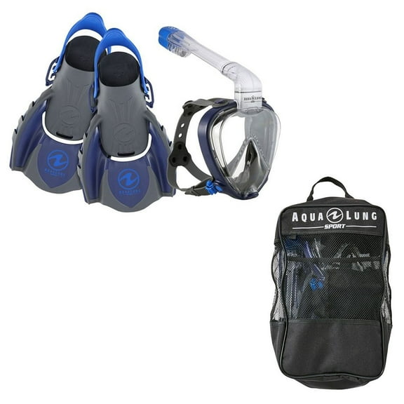 Aqua Lung Sport Adult Smart Snorkel, Quick Fin Navy/Gray Medium