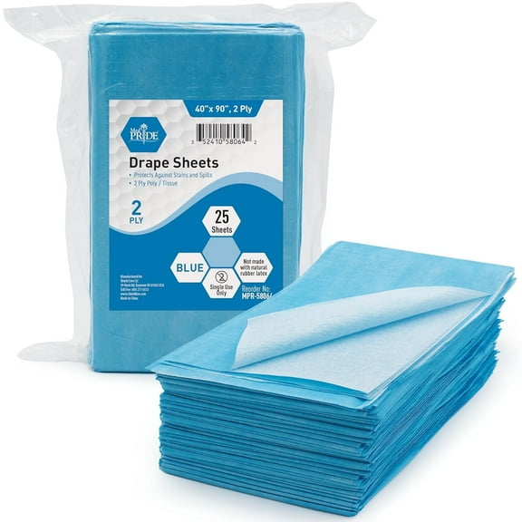 MED PRIDE Disposable Drape Sheets 25-Pack – 2-Ply Leakproof Medical Drape Sheets for Massage, Spa & Exam Tables – Disposable Bed Covers for Clinics