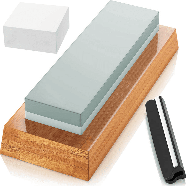 Premium Whetstone Sharpening Stone 2 Side Grit 400/1000-Whetstone Knife  Sharpener with Flattening Stone & NonSlip Rubber Base 