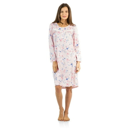 

Casual Nights Women s Cotton Blend Long Sleeve Nightgown - Blossom Pintucked Pink - 4X