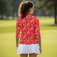 thumbnail image 5 of Uorisanigo Red Heart Womens Quick Dry Athletic Polo Shirts Casual Fashion Women's 3/4 Sleeve Athletic Golf Shirts with Quarter Zip Breathable Versatile Pullover for Workout Sports, 5 of 7
