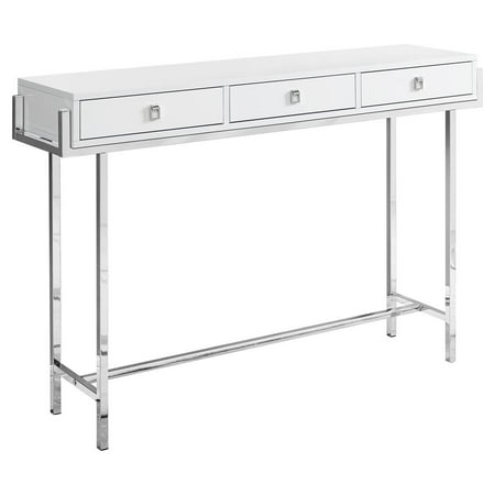 Accent Table Console Entryway Narrow Sofa Bedroom Metal Glossy White