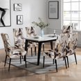 thumbnail image 2 of Dining Room Chair Covers Set of 6, Stretch Parsons Chair Slipcovers Universal Removable Washable Chair Seat Covers Protector for Dining Room, Kitchen, Hotel and Party, Black Gold Marble, 2 of 6