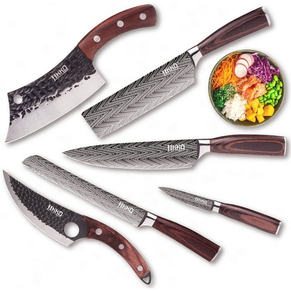 Jikko New Reinforced Carbon Steel Japanese Kitchen Knife Set – DiamondRazor Series – Ultra Sharp Japanese Knife Se
