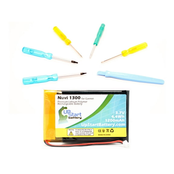 Garmin Nuvi 1300, 1350T, 1370, 1390T, 1390 Battery with Tools Kit Replacement (1200mAh, 3.7V, Lithium Polymer)