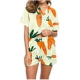 thumbnail image 1 of Rbaofujie Chemises de Nuit pour Filles Femmes Décontractées Imprimées Col Rabattu Manches Courtes Blouse Mode Short Ensemble de Pyjama Pantalon de Pyjama pour Femmes, 1 of 4