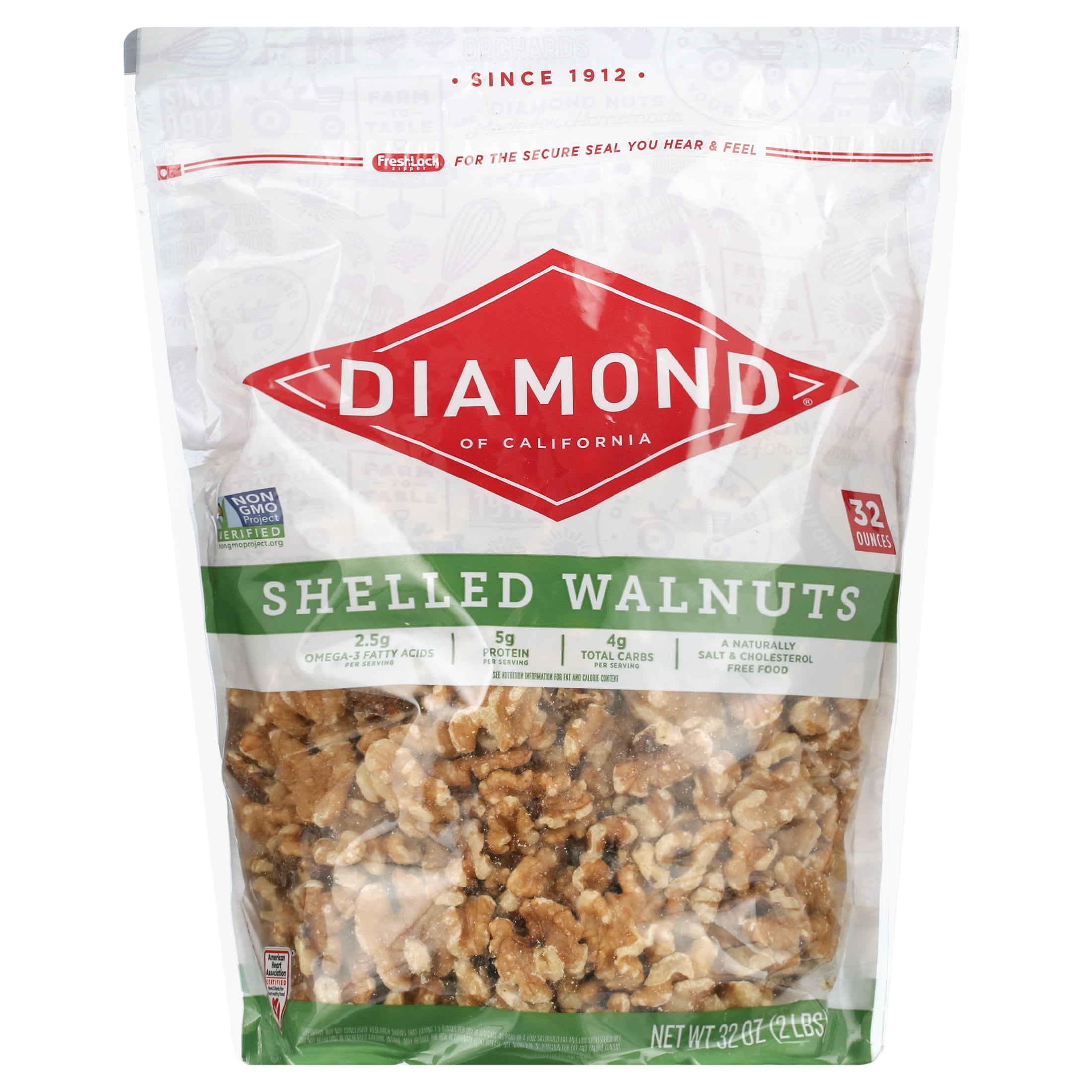 (3 pack) Diamond Shelled Walnuts 32 oz