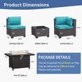 thumbnail image 6 of ALAULM 15-Piece Aluminum Weatherproof Outdoor Conversation Sets with Fire Pit Table, Blue/Brown, 6 of 7