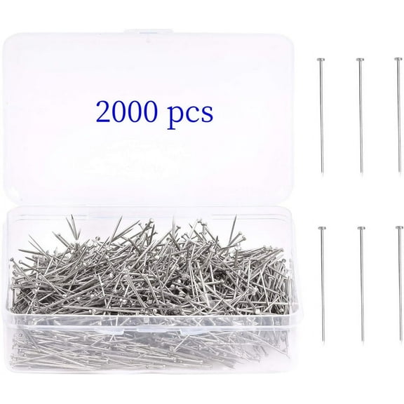 Sewing Pin 1 inch Fine Straight Pins with Plastic Boxes,Topboutique Satin Pins for Sewing Crafts and Jewelry Making,Flat Head Pins for Fabric,Steel Wires Pins,2000 Pcs