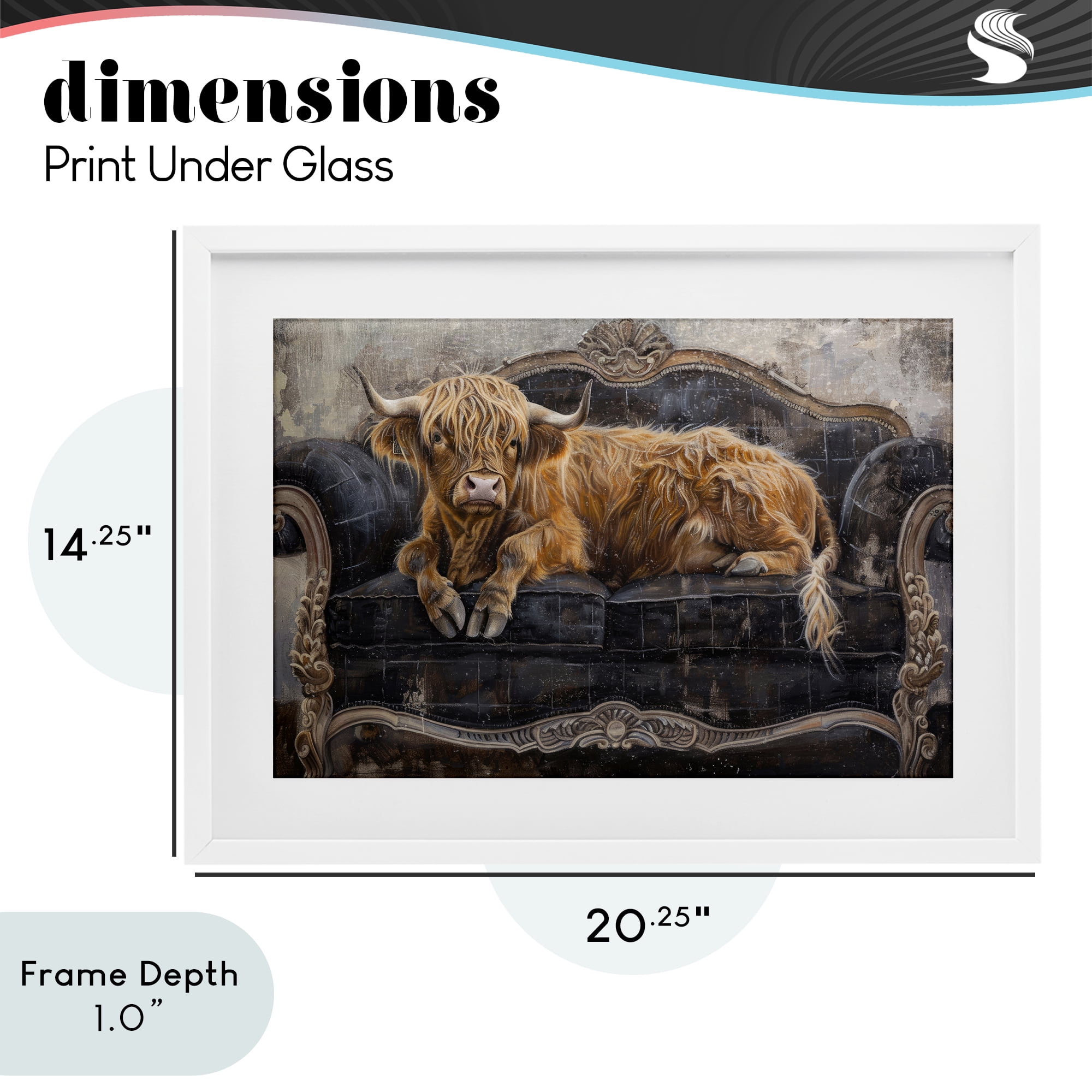 Stupell Industries Cozy Couch Highland Cow White Framed Print Under Glass, design by Tina LeCour