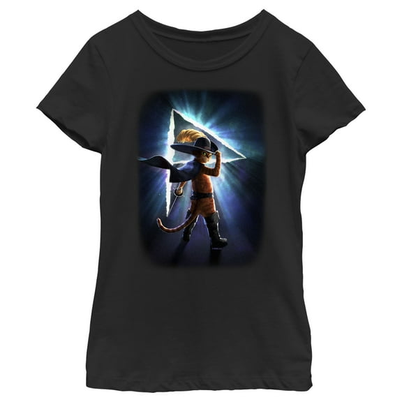 Girl's Puss in Boots: The Last Wish Space Poster Graphic Tee Black Small