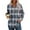 Blue, variant on WTOBBY Women's Lightweight Long Sleeve Pullover with Pockets Preppy Graphic Hoodie, Raglan Sleeve Design with Retro Buttons, Plaid Pattern for Fashionable Casual Apparel,Black L