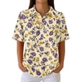 thumbnail image 2 of Womens Plus Size Casual Henley Waffle Knit Button-Up Top Short Sleeve Polo Shirt Hawaiian Shirt, 2 of 5