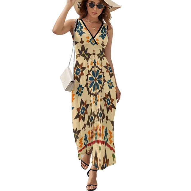 Bohemian Pattern Vestido Sin Mangas Para Mujer, Traje De, Ropa De Cumpleaños, Verano